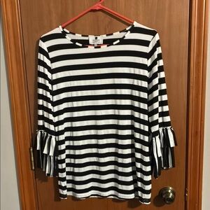 Dainty Jewells Black and White Striped Blouse